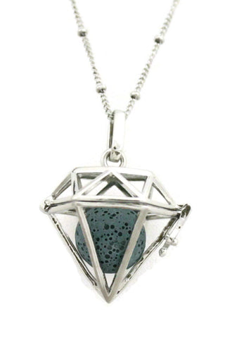 Radiant Large Diamond Lava Stone Essential Oil Diffuser Necklace- 30"-Diffuser Necklace-Destination Oils