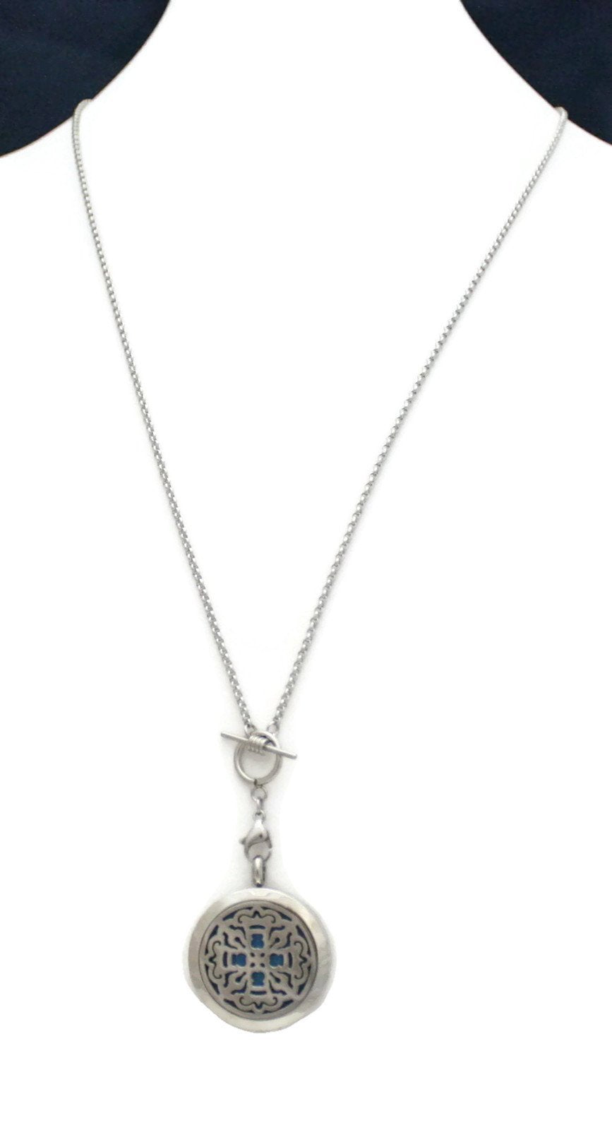 Relic Silver Toggle Close Stainless Steel Diffuser Necklace- 30mm- 26.5"-Diffuser Necklace-Destination Oils