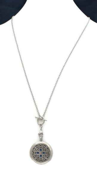 Relic Silver Toggle Close Stainless Steel Diffuser Necklace- 30mm- 26.5"-Diffuser Necklace-Destination Oils