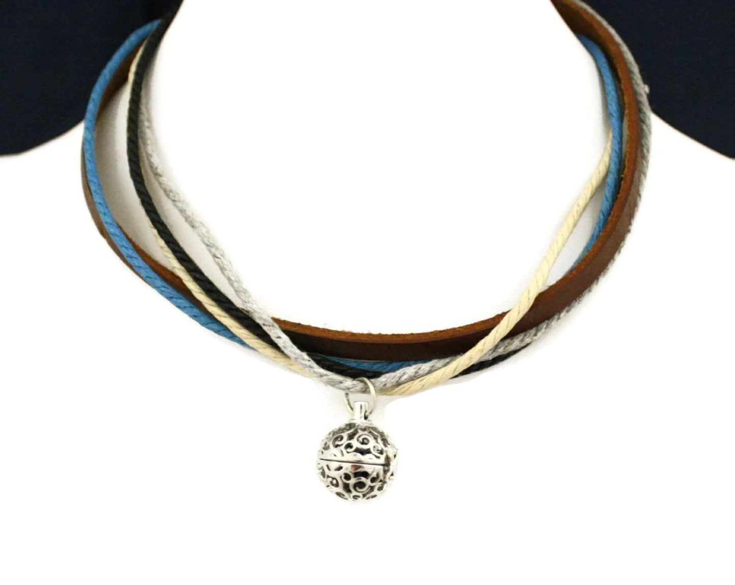 Seaside Leather Wrap Essential Oil Diffuser Bracelet/ Choker Necklace-Diffuser Bracelet-Destination Oils