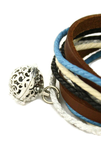 Seaside Leather Wrap Essential Oil Diffuser Bracelet/ Choker Necklace-Diffuser Bracelet-Destination Oils
