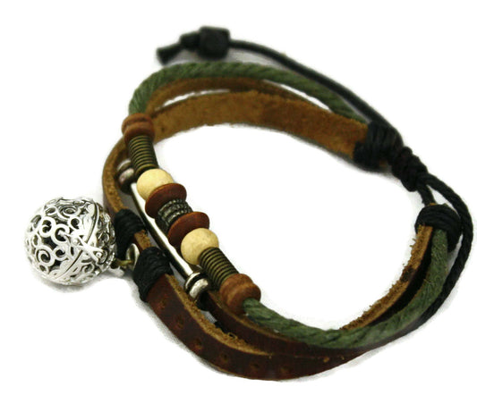 Sepia Brown Leather Essential Oil Diffuser Bracelet- Adjustable-Diffuser Bracelet-Destination Oils