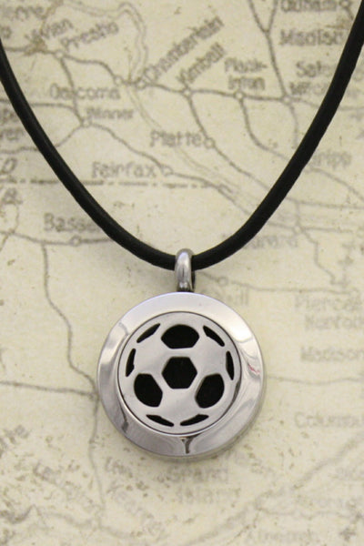 Soccer Small Stainless Steel Essential Oil Diffuser Necklace-20mm- 18-20"-Diffuser Necklace-Destination Oils