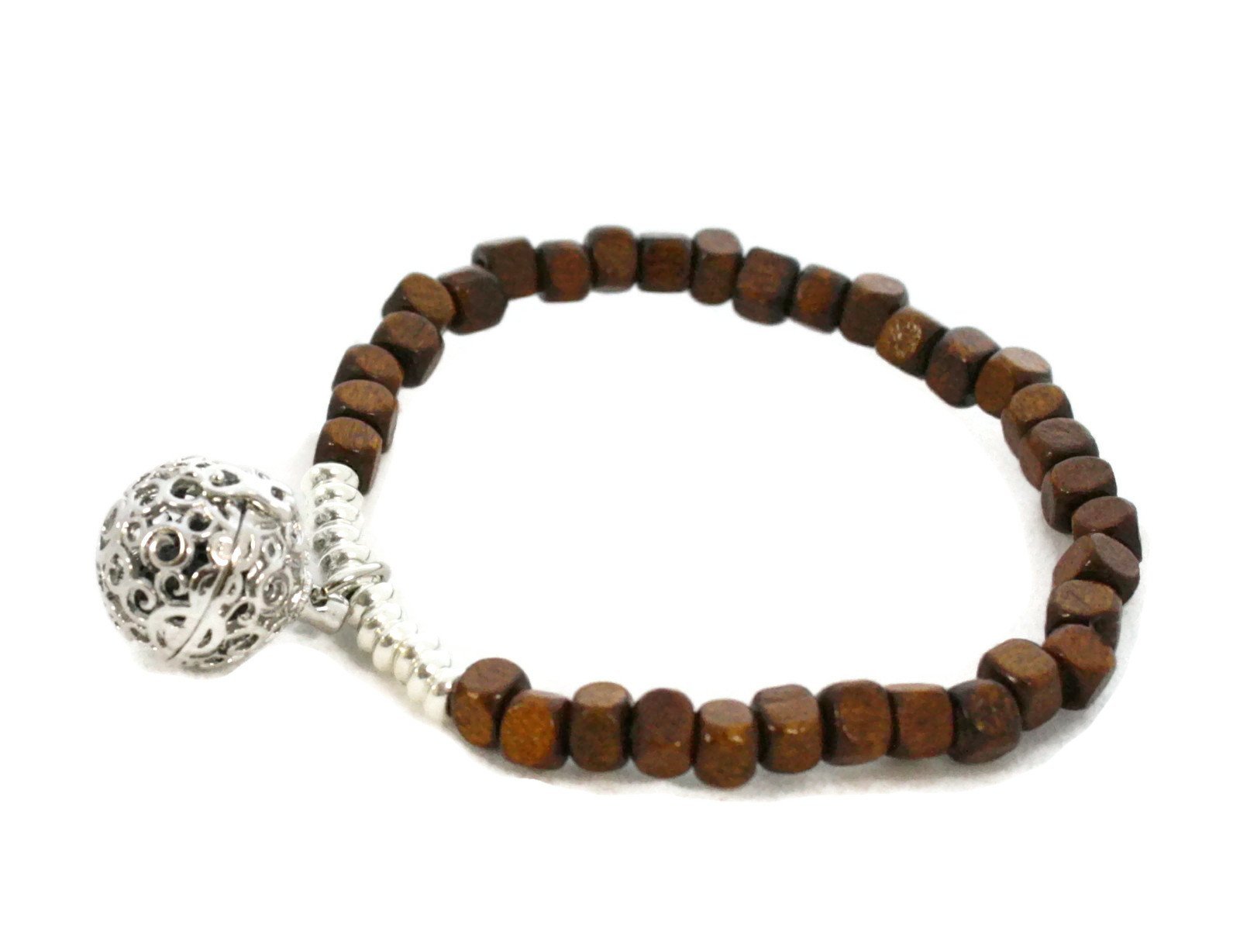 Squared Wooden Bead Essential Oil Diffuser Bracelet- Stretchable-Diffuser Bracelet-Destination Oils