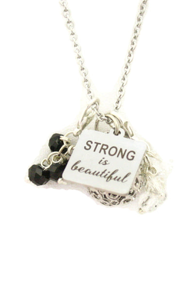 Strong is Beautiful Essential Oil Charm Diffuser Necklace- 24"-Diffuser Necklace-Destination Oils