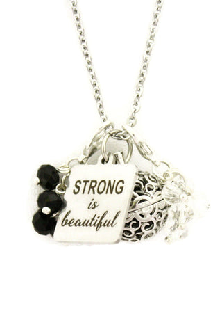 Strong is Beautiful Essential Oil Charm Diffuser Necklace- 24"-Diffuser Necklace-Destination Oils