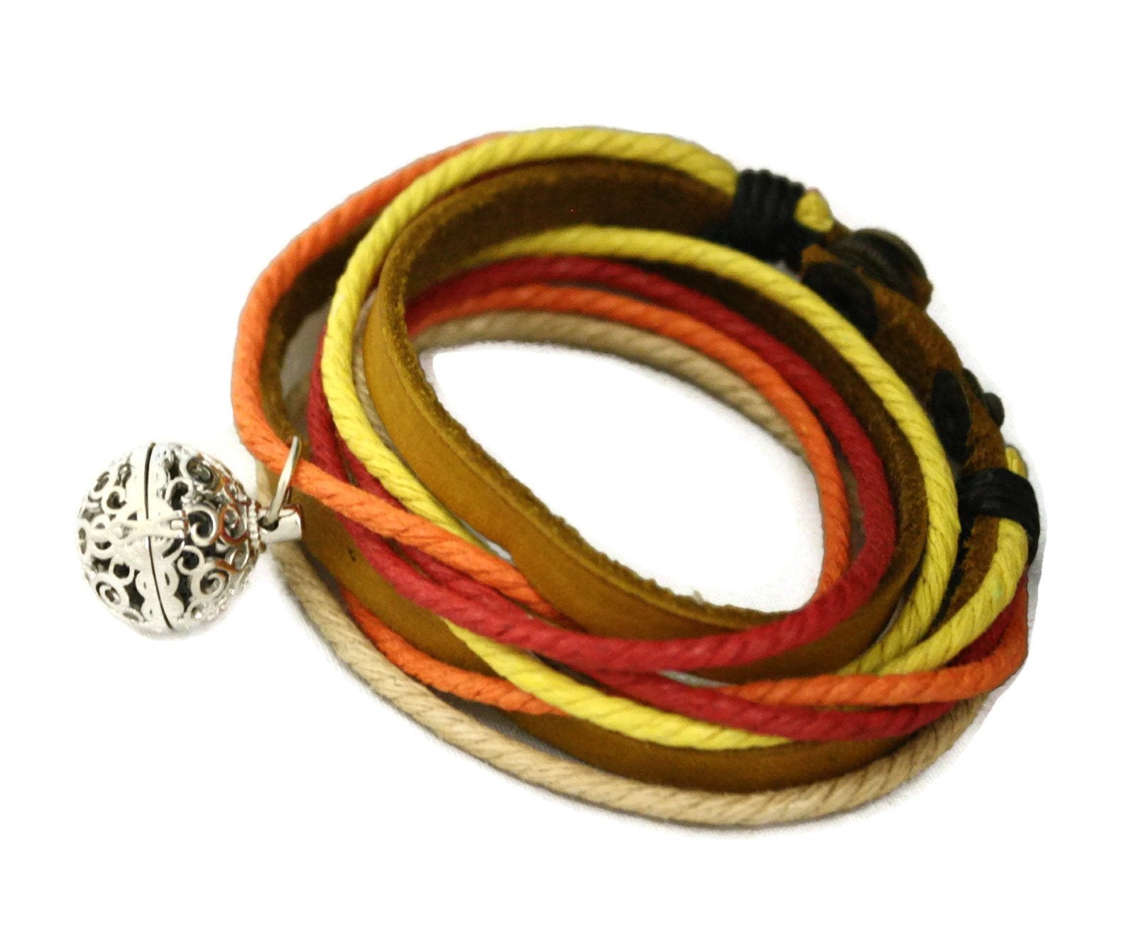 Sunset Leather Wrap Essential Oil Diffuser Bracelet/ Choker Necklace-Diffuser Bracelet-Destination Oils