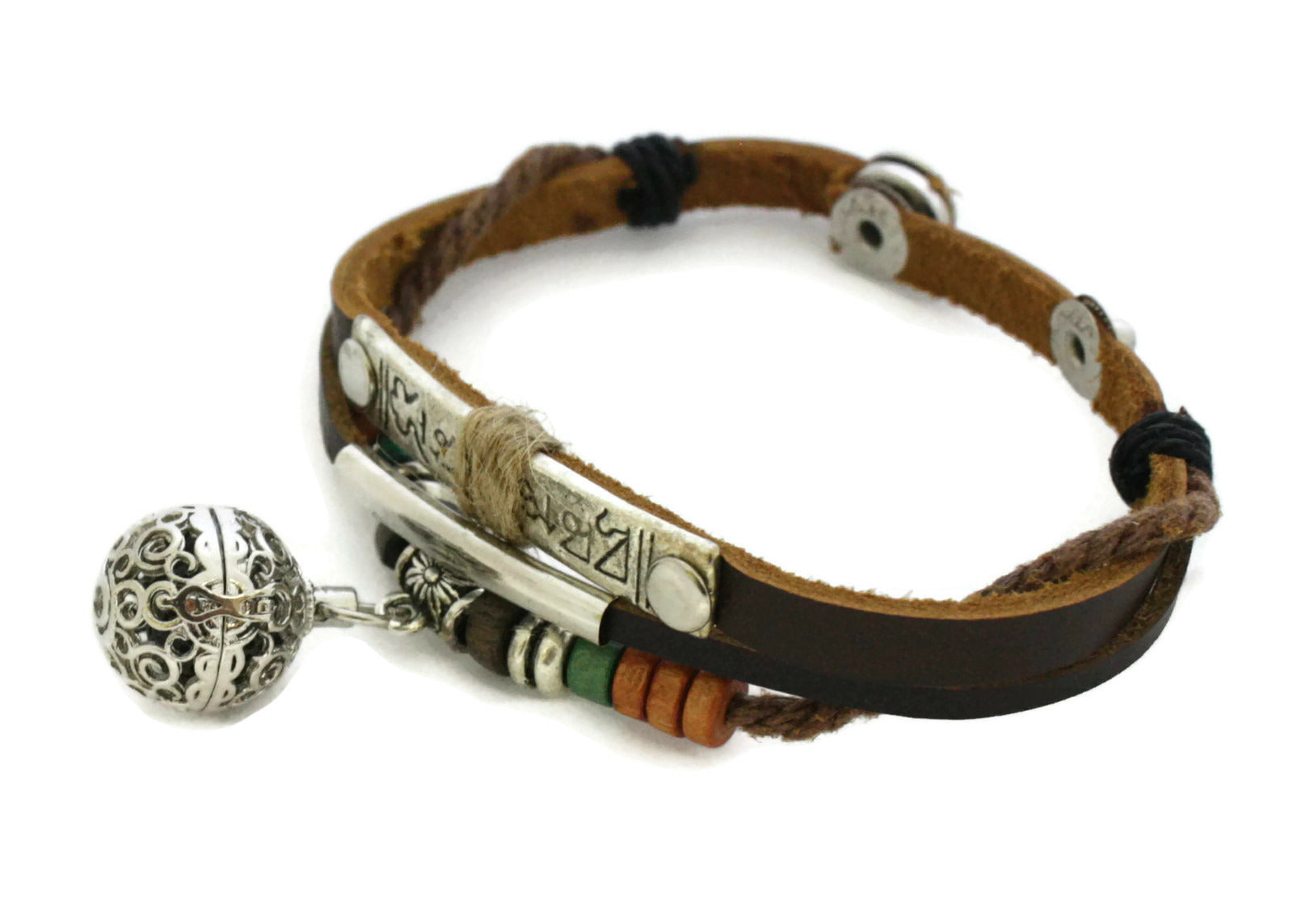 Treasure Essential Oil Diffuser Bracelet- Brown Leather- Snap Closure-Diffuser Bracelet-Destination Oils