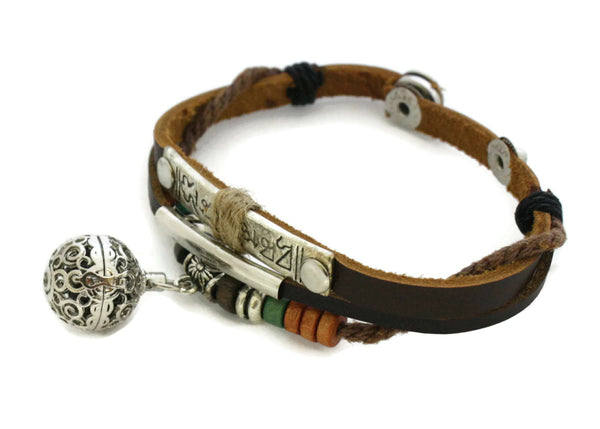 Treasure Essential Oil Diffuser Bracelet- Brown Leather- Snap Closure-Diffuser Bracelet-Destination Oils