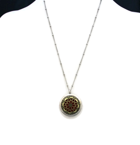 Unique Two-Tone Stainless Steel Essential Oil Diffuser Necklace- 30mm- 20"-Diffuser Necklace-Destination Oils