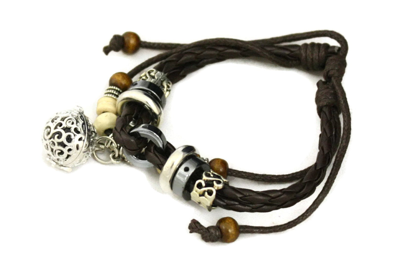 Unite Essential Oil Diffuser Bracelet- Brown Leather Braided-Diffuser Bracelet-Destination Oils