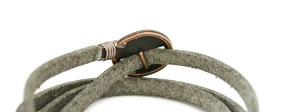 Wrapped Gray Essential Oil Leather Bracelet- Slide Closure-Diffuser Bracelet-Destination Oils