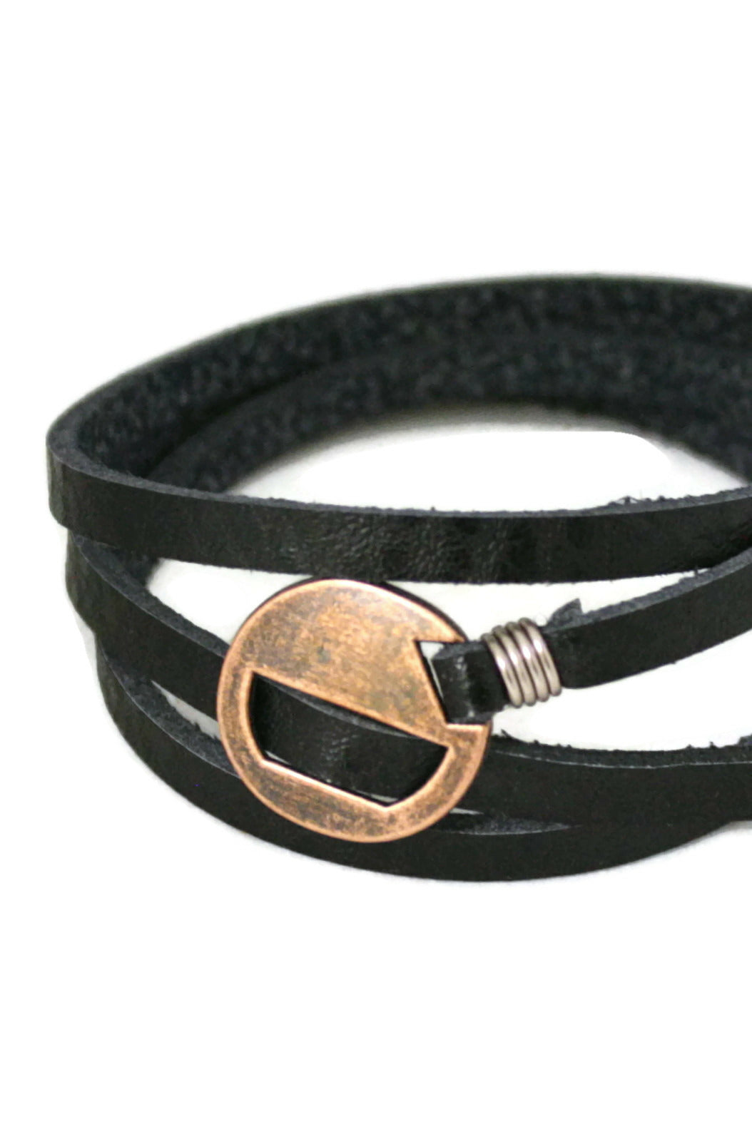 Wrapped Black Leather Essential Oil Bracelet- Adjustable-Diffuser Bracelet-Destination Oils