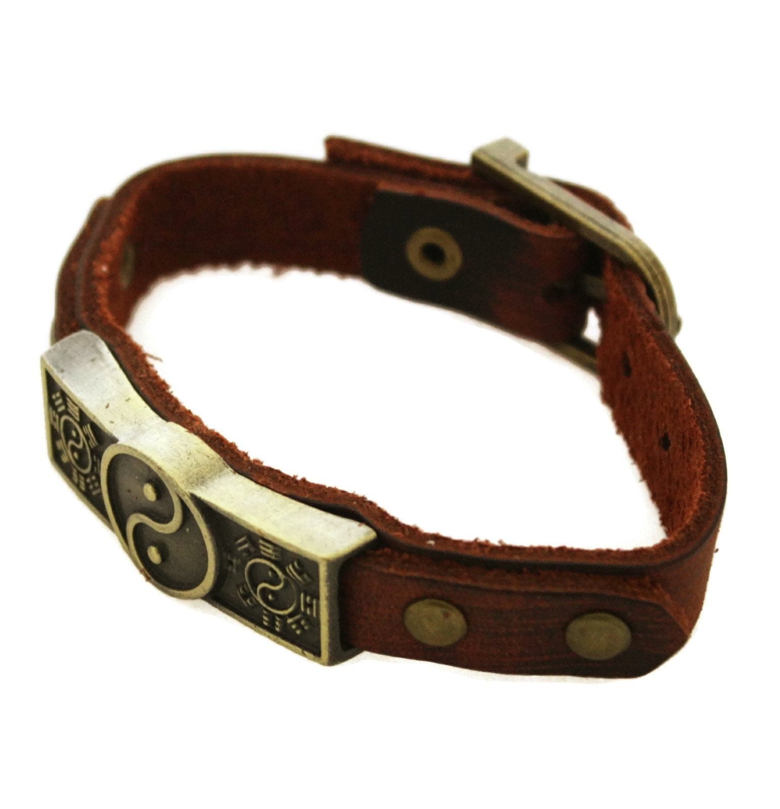 Studded Yin Yang Leather Essential Oil Bracelet- Unisex Men/Women-Diffuser Bracelet-Destination Oils